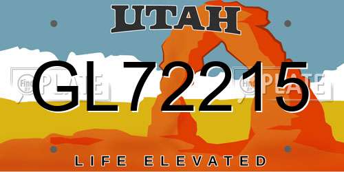 GL72215 Utah License Plate