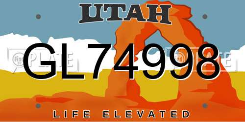 GL74998 Utah License Plate