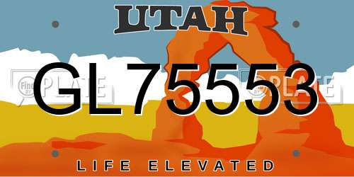 GL75553 Utah License Plate