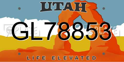 GL78853 Utah License Plate