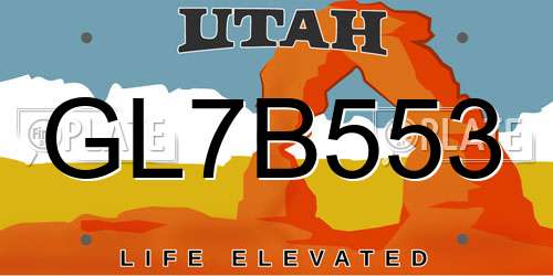 GL7B553 Utah License Plate