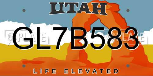 GL7B583 Utah License Plate