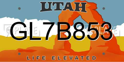 GL7B853 Utah License Plate