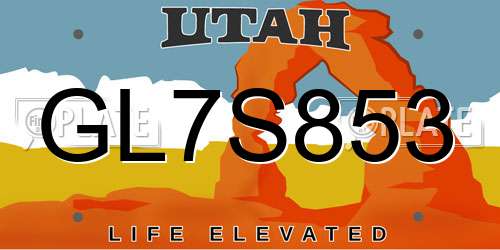GL7S853 Utah License Plate