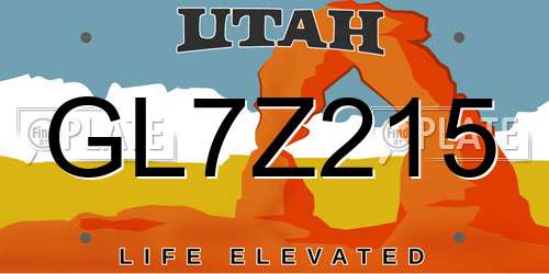 GL7Z215 Utah License Plate