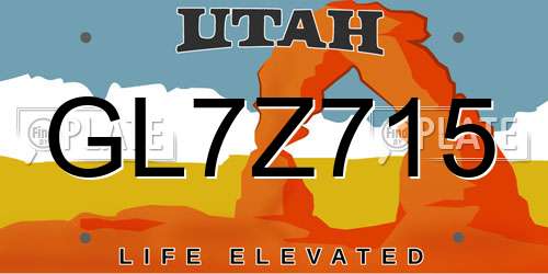 GL7Z715 Utah License Plate