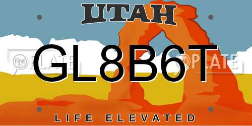 GL8B6T Utah License Plate