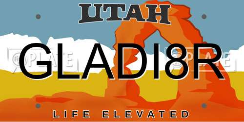 GLADI8R Utah License Plate