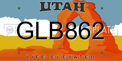 GLB862 Utah License Plate
