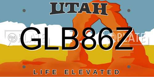 GLB86Z Utah License Plate