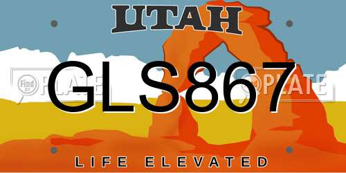 GLS867 Utah License Plate