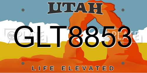 GLT8853 Utah License Plate