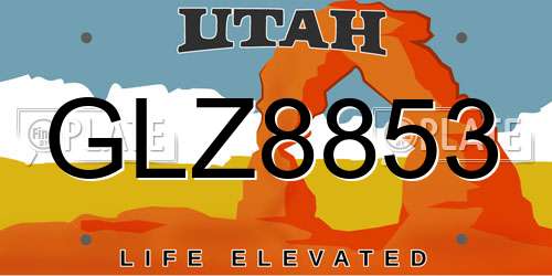GLZ8853 Utah License Plate