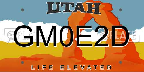 GM0E2D Utah License Plate