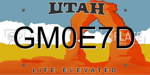 GM0E7D Utah License Plate