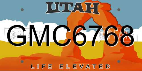 GMC6768 Utah License Plate
