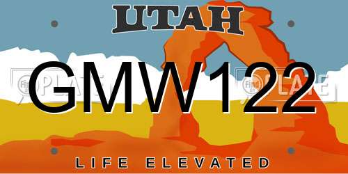 GMW122 Utah License Plate