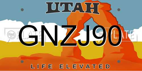 GNZJ90 Utah License Plate