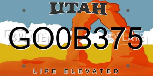 GO0B375 Utah License Plate