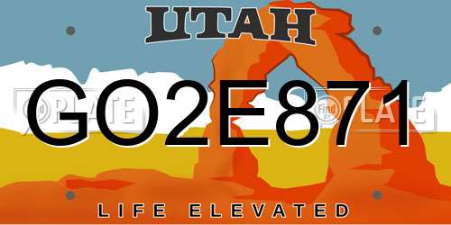GO2E871 Utah License Plate