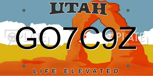 GO7C9Z Utah License Plate