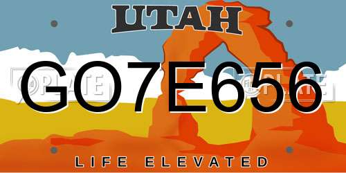 GO7E656 Utah License Plate