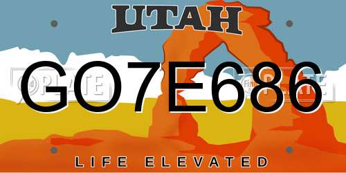 GO7E686 Utah License Plate