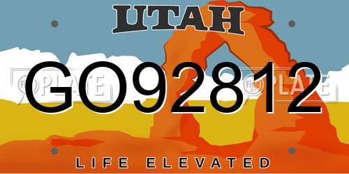 GO92812 Utah License Plate