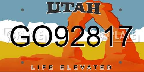 GO92817 Utah License Plate