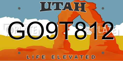 GO9T812 Utah License Plate