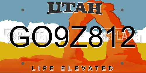 GO9Z812 Utah License Plate