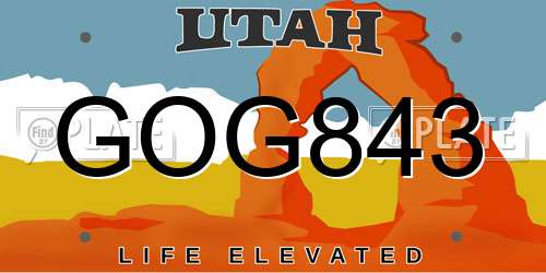 GOG843 Utah License Plate