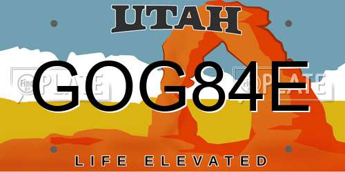 GOG84E Utah License Plate