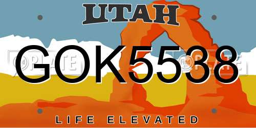 GOK5538 Utah License Plate