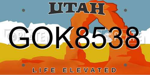 GOK8538 Utah License Plate
