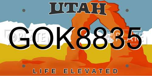 GOK8835 Utah License Plate