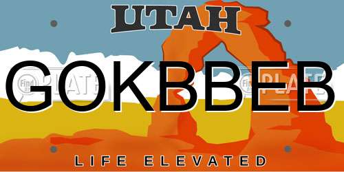 GOKBBEB Utah License Plate