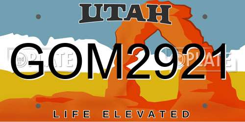 GOM2921 Utah License Plate