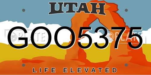 GOO5375 Utah License Plate