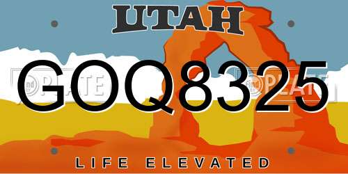 GOQ8325 Utah License Plate