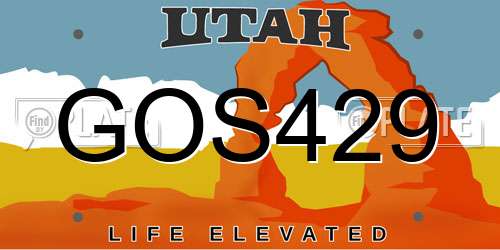 GOS429 Utah License Plate
