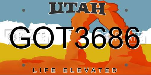 GOT3686 Utah License Plate