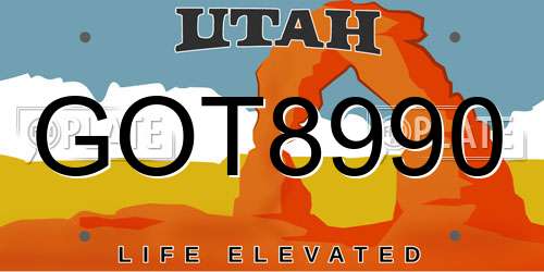 GOT8990 Utah License Plate