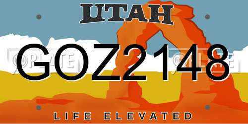 GOZ2148 Utah License Plate