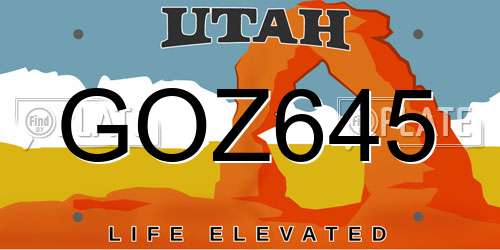 GOZ645 Utah License Plate