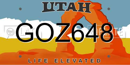 GOZ648 Utah License Plate