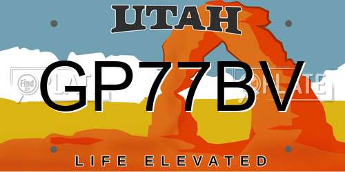GP77BV Utah License Plate