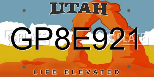 GP8E921 Utah License Plate