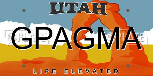 GPAGMA Utah License Plate