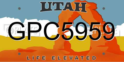 GPC5959 Utah License Plate